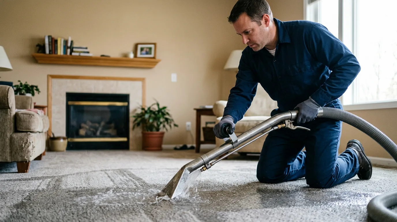 Water damage restoration technician working near Gales Ferry, CT